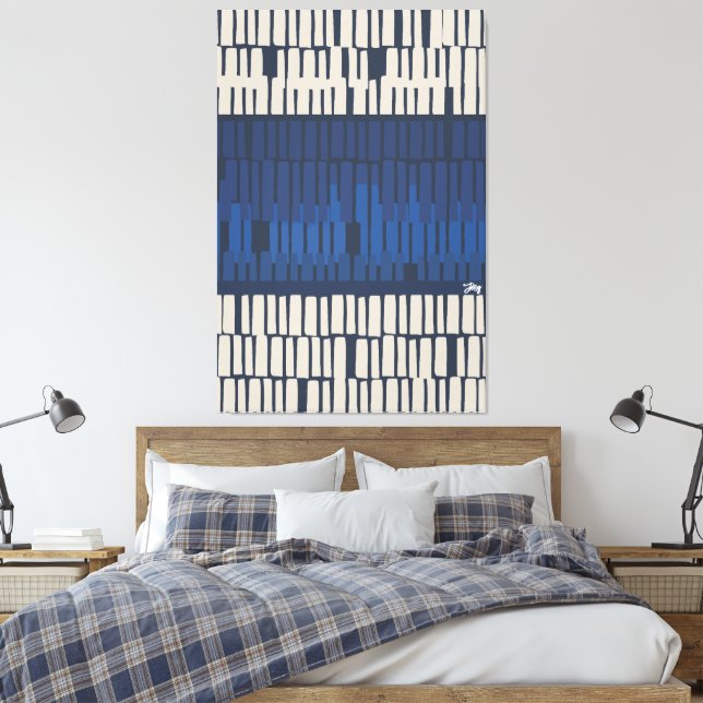 Arte de pared geométrico abstracto azul moderno (Insitu(Dormitorio))