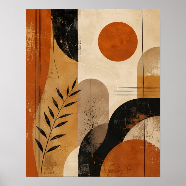 Arte de pared geométrico abstracto boho moderno –  (Frente)