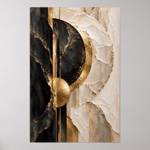 Arte de pared geométrico de círculo de marfil negr