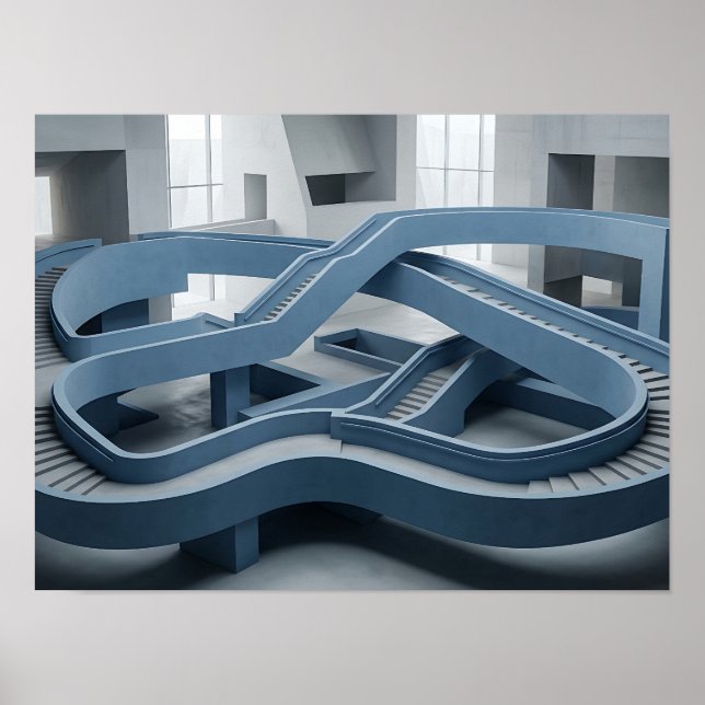 Arte de pared geométrico de pasillo arquitectónico (Frente)