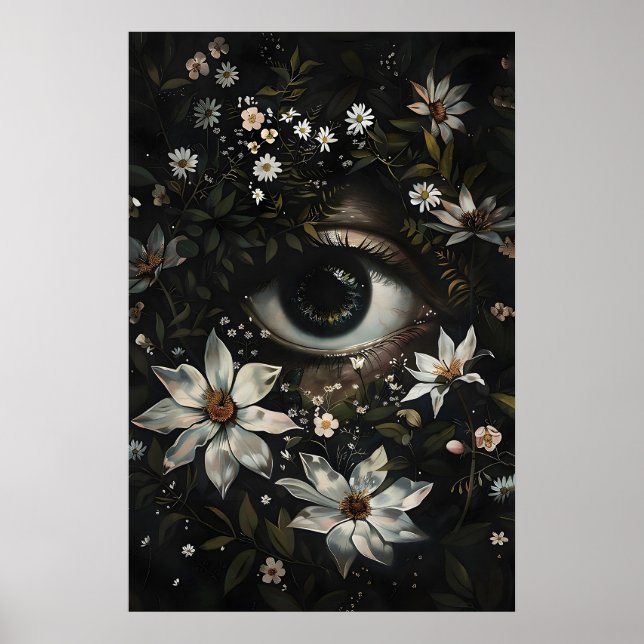 Arte de pared gótico botánico imprimible de ojo fl (Frente)