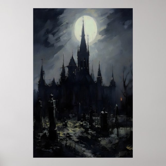 Arte de pared gótico del castillo del cementerio,  (Frente)