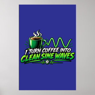 Arte de pared impreso en cartel ondas senoidales l