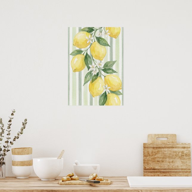Arte de Pared Imprimible Botánico Acuarela Limón (Cocina)