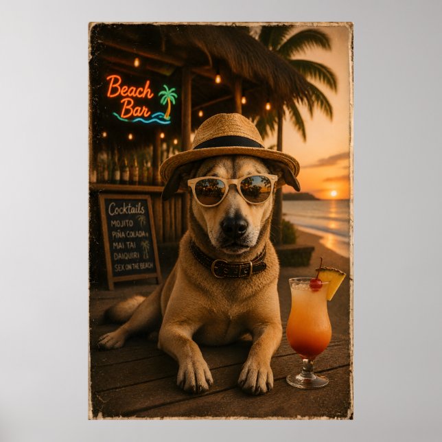 Arte de pared imprimible divertido de perro de pla (Frente)