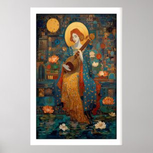 Arte de pared indio Impresión de Veena Saraswati, 