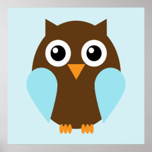 Arte de pared infantil de búho de dibujos animados