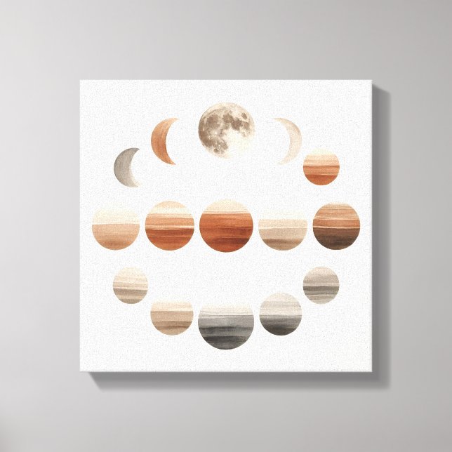 Arte de pared Japandi Fases Lunares Regreso a la E (Anverso)
