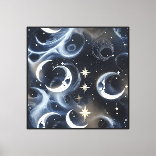 Arte de pared – Lona de la luna celestial de plata