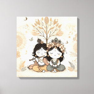 Arte de pared Mandala de Radha Krishna   Amor Eter