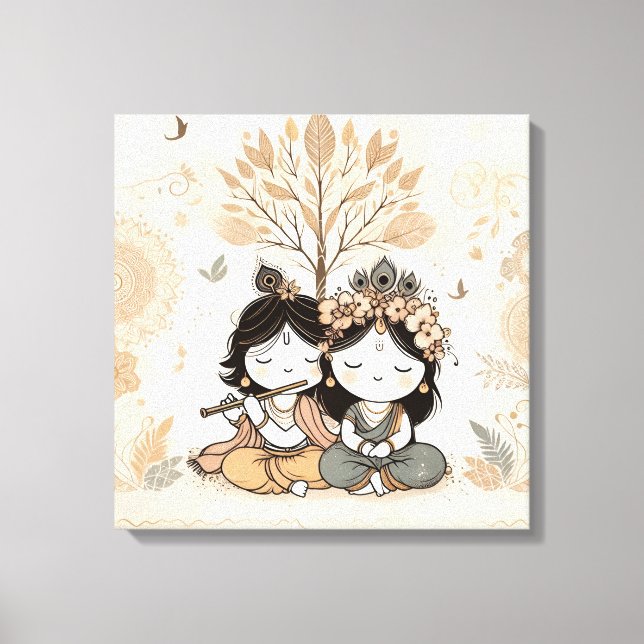 Arte de pared Mandala de Radha Krishna | Amor Eter (Anverso)
