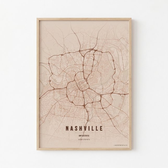 Arte de Pared Mapa de la Ciudad de Tennessee Impre (Subido por el creador)