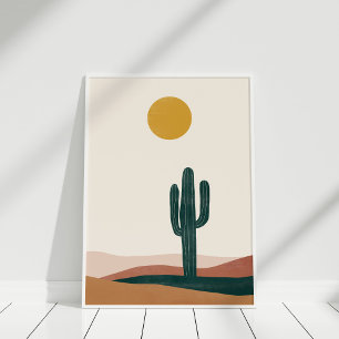 Arte de pared minimalista boho desierto cactus sol