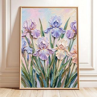 Arte de pared minimalista de iris en pastel suave 