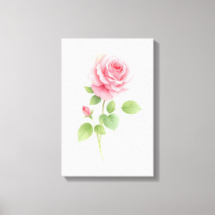 Arte de pared moderno con acuarela de rosa rosa re