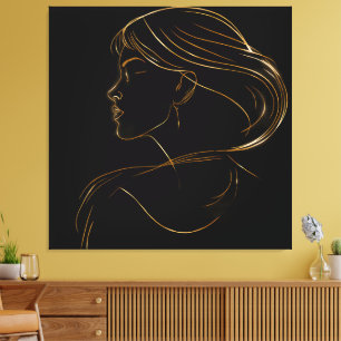 Arte de pared moderno con fondo negro en lienzo es