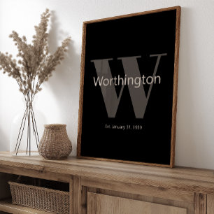 Arte de pared moderno y elegante con apellido de f