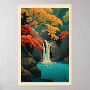 Arte de pared Momiji No Taki Hasui Kawase Cascada