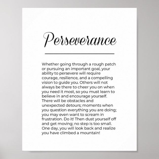 Arte de pared motivacional inspirador de PERSEVERA (Frente)