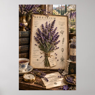 Arte de pared naturalista de herbario de lavanda v