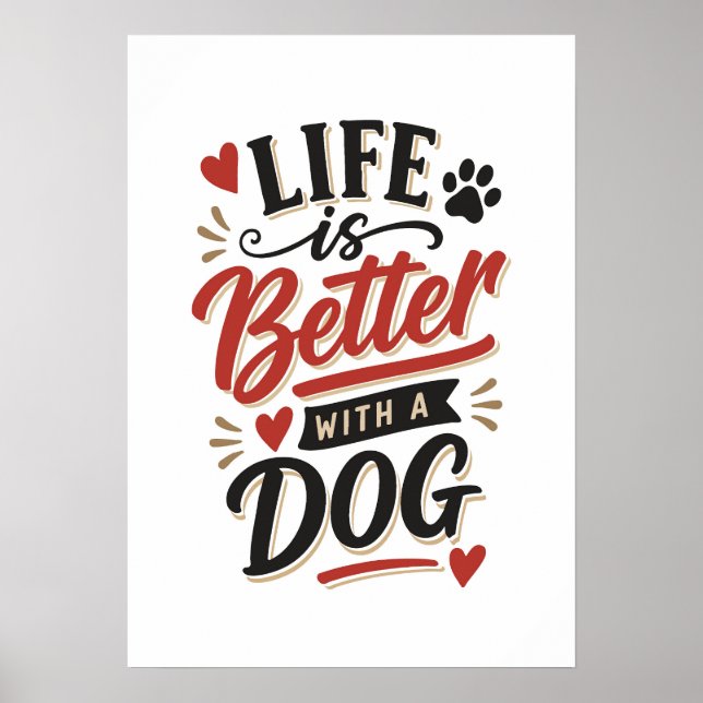 Arte de pared para amantes de perros - La vida es  (Frente)