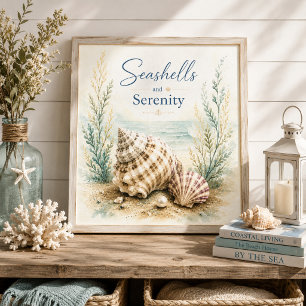 Arte de pared para baño Conchas marinas y serenida
