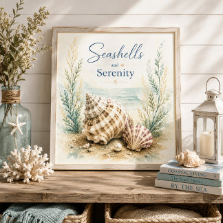 Arte de pared para baño Conchas marinas y serenida
