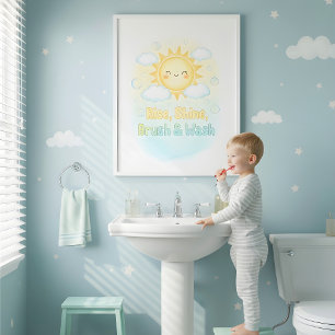 Arte de pared para baño de niños Buenos días sol