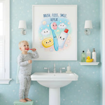 Arte de pared para baño de niños: Cepilla, Enhebra