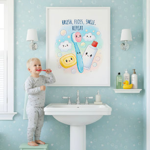 Arte de pared para baño de niños: Cepilla, Enhebra