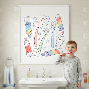 Arte de Pared para Baño de Niños Fiesta de Cepillo