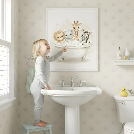 Arte de pared para baño de niños Safari Bath Squad