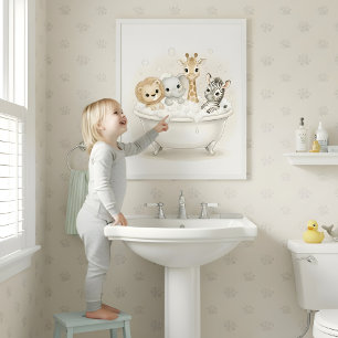 Arte de pared para baño de niños Safari Bath Squad