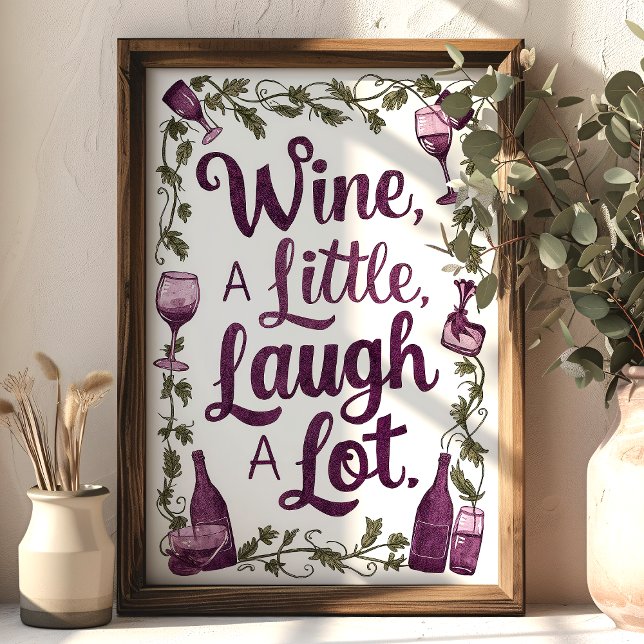 Arte de pared para cocina 'Vino un poco, ríe mucho (Subido por el creador)
