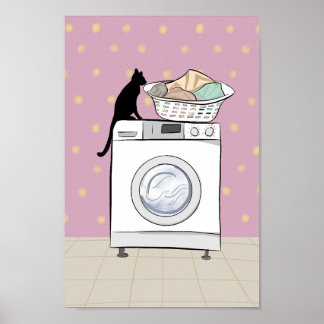 Arte de Pared para Cuarto de Lavandería Gato Negro