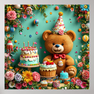 Arte de pared para fiesta de osito de peluche lind