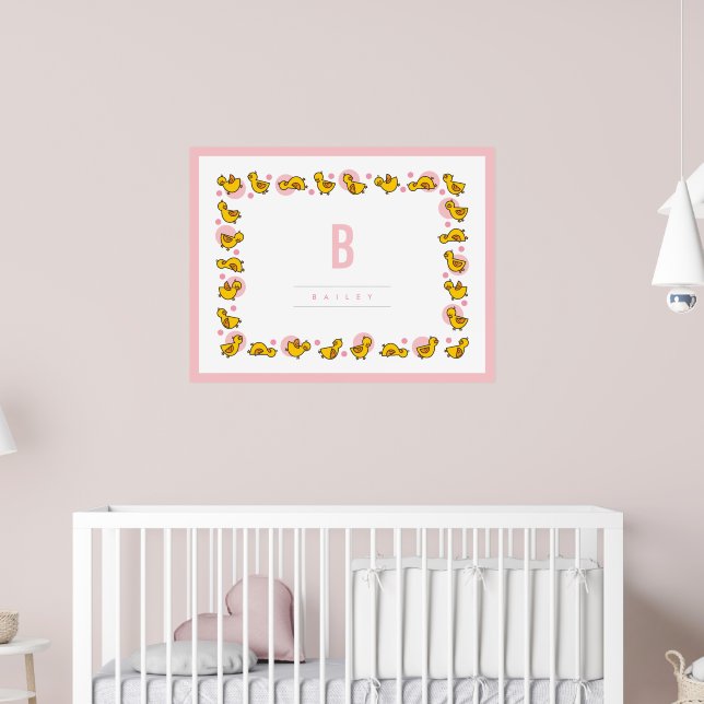 Arte de pared para guardería con monograma rosa de (Guardería 2)