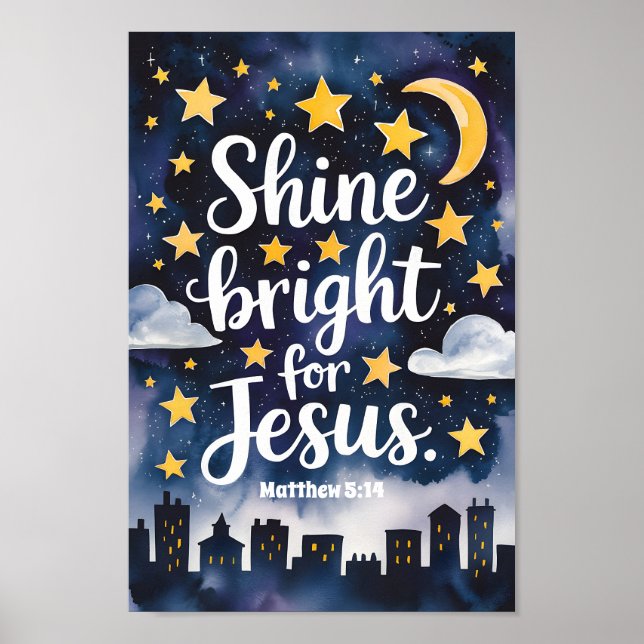 Arte de pared para guardería cristiana Brilla con  (Frente)