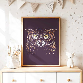 Arte de pared para guardería de búhos del bosque P