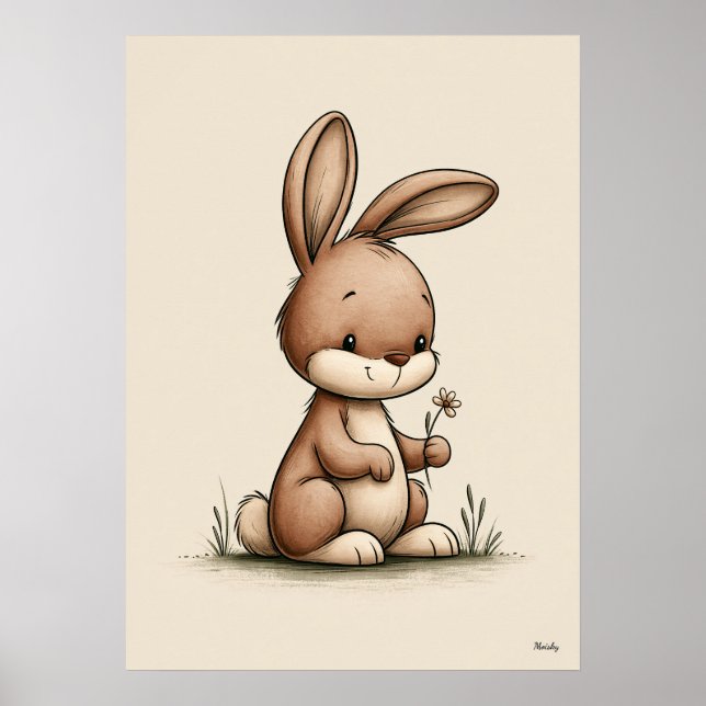 Arte de pared para guardería de conejito lindo esc (Frente)