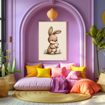 Arte de pared para guardería de conejito lindo esc