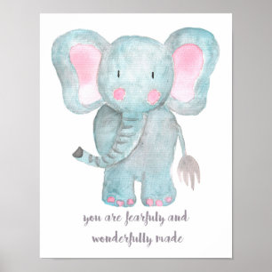 Arte de pared para guardería de elefante bebé