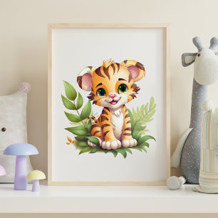 Arte de pared para guardería de hojas de jungla de
