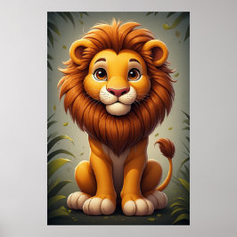 Arte de pared para guardería de león lindo Arte de