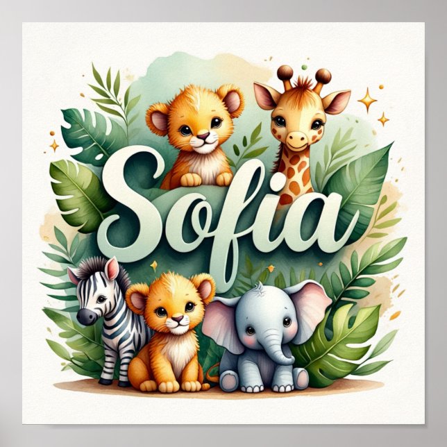 Arte de pared para guardería de Sofia Safari (Frente)