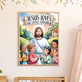 Arte de pared para guardería Jesús ama a los niños