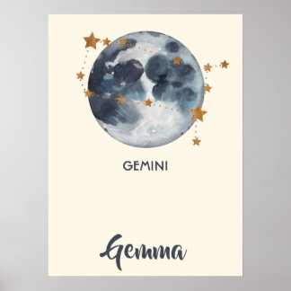 Arte de pared para guardería zodiacal celeste Gémi