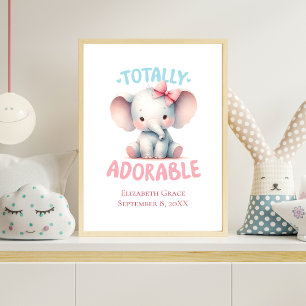 Arte de pared para habitación de niña elefante ros