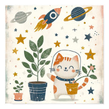 Arte de pared para habitación de niños astronauta 