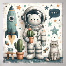 Arte de pared para habitación de niños: Oso Cactus